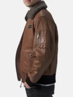 Brown Leather Flight Jacket Pose