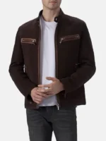 Suede Leather Cafe Racer Jacket TV