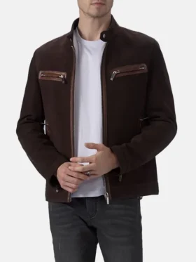 Suede Leather Cafe Racer Jacket TV