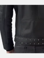 Studded Black Leather Jacket Rear