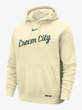 Milwaukee Bucks Nike City Edition pullover fleece basketball club hoodie in team colors.