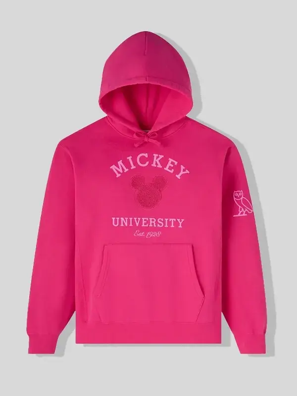 OVO x Disney Valentines Collegiate Hoodie In Front View OVO Disney Valentines Hoodie TV