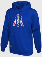 Drake Maye inspired Patriots logo hoodie in high-quality royal blue fleece.