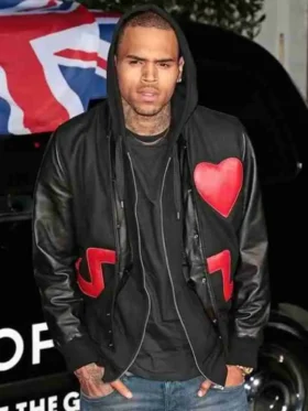 Chris Brown inspired Black Bomber Jacket with durable hardware and a sleek, weighted drape for a high-end streetwear profile.