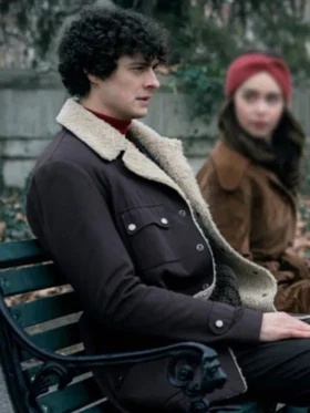 Ponies Shearling Jacket in a premium chestnut finish featuring a high-status plush collar and a sharp cinematic profile for 2026.