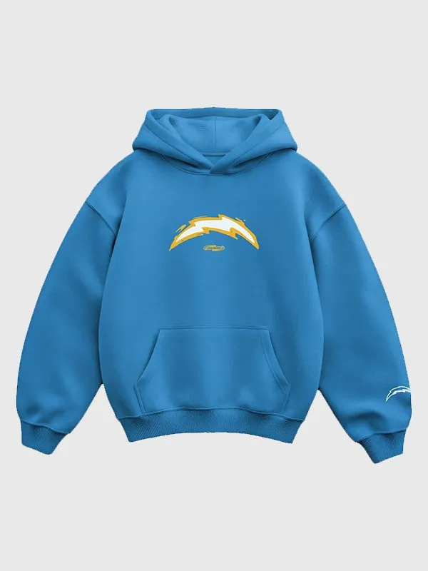 Seen x Chargers Sorry I Was Bolting Up Hoodie I Was Bolting style SEEN x Chargers powder blue hoodie for fans.