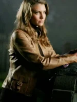 Bela Talbot leather jacket for women showcasing a feminine, form-fitting design and premium reinforced stitching for a polished finish.