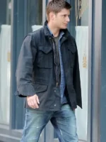 Dean Winchester style four-pocket jacket featuring a masculine tailored fit and rugged hardware.