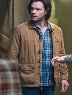 Supernatural Sam Winchester inspired brown cotton jacket with a durable finish and utility design.