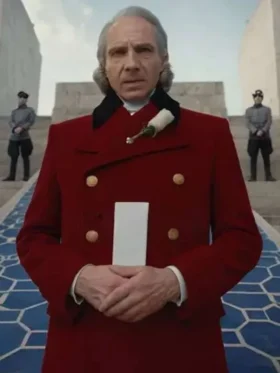 Ralph Fiennes Red Wool Coat style from The Hunger Games.