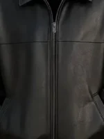 Timothee Chalamet Black Leather Jacket Close-Up View