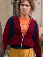 Haley Lu Richardson signature jacket in a bold red colorway featuring a sleek character-driven design and premium hardware for a standout profile.