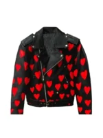 Heart Printed Leather Jacket TV JKT