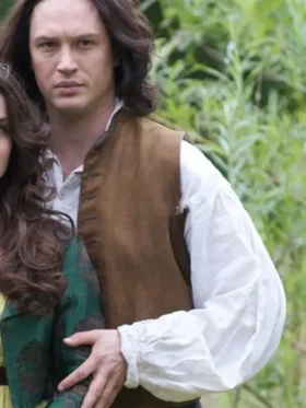 Tom Hardy Suede Vest showcasing a classic period-drama aesthetic and high-quality reinforced stitching for a refined fashion statement.