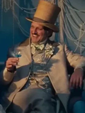 wuthering heights white coat for men showcasing a masculine heritage fit and a high-quality ivory textile with a polished finish.