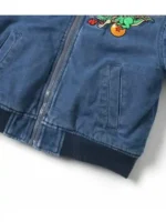 The breeze x dragon ball blue jean sherpa jacket in a classic light wash finish.