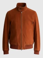 Front view of the rust brown suede Steve Harrington Stranger Things jacket.