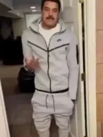 A lifestyle view showing the tapered fit of the joggers and the sleek silhouette of the hoodie, perfect for any fan of the look.