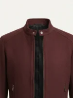 2026 Sosie Bacon Maroon Wool Jacket Close-Up