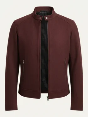 2026 Sosie Bacon Maroon Wool Jacket View Look