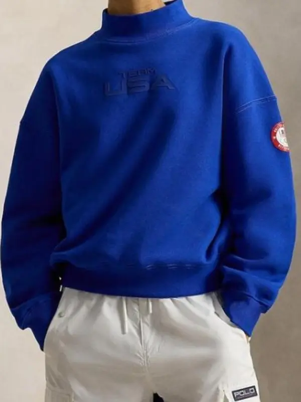 2026 Team USA Blue Mockneck Sweatshirt Front View 2026 Team USA Blue Mockneck Sweatshirt Front View