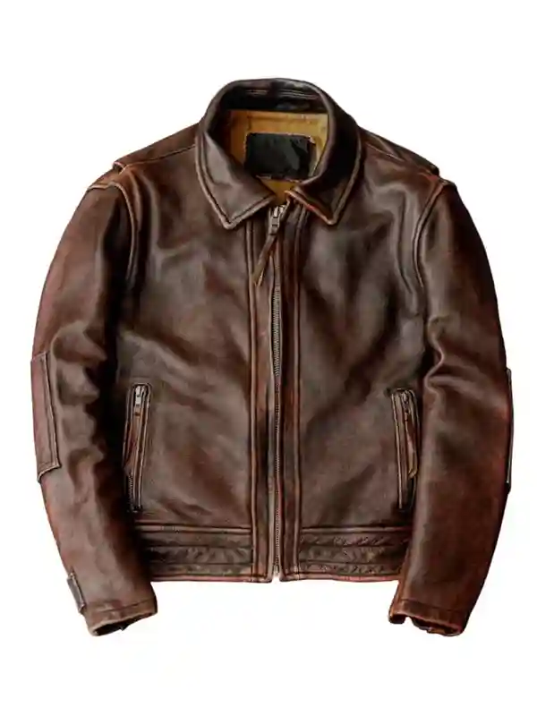 Adventure Bound Brown Leather Jacket Front View Adventure Bound Brown Leather Jacket Front View