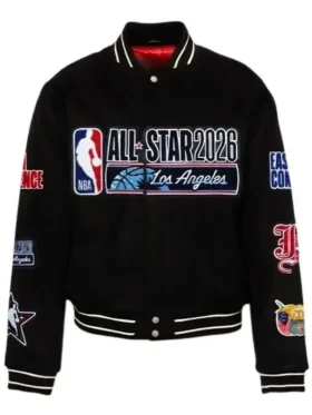 2026 Los Angeles Black Varsity Jacket Front View