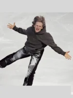 Detail view of the NF Fear branding on the chest of the Ilia Malinin athletic hoodie.