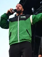 Bron Breakker Green and White Kick Off Jacket Front View in Polyester Cotton