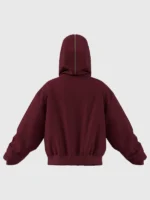 The back view of the burgundy corduroy Adidas Chinese New Year SS26 jacket.