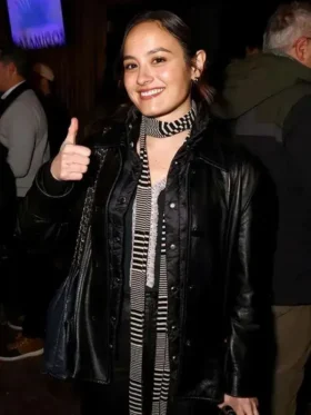 Chase Sui event 2026 black leather jacket modern style look