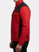 Left Side Profile of the Ben Richards Running Man Red Jacket with Pocket