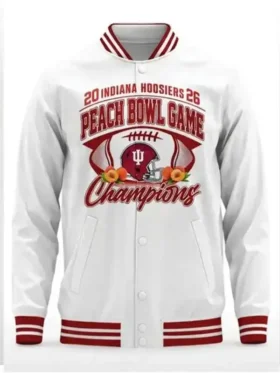 Indiana Hoosiers 2026 Peach Bowl Champions Jacket Front View