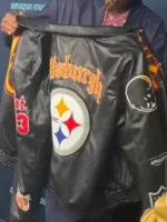 Jeff Hamilton Steelers Leather Jacket Back View