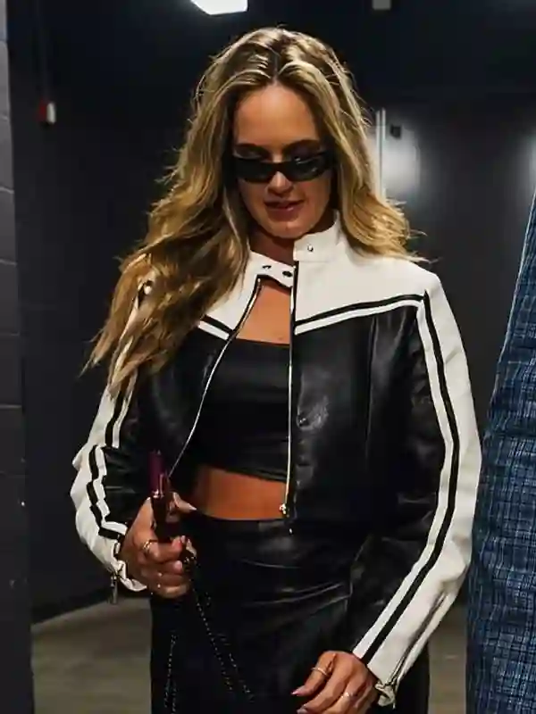 Jenna Bandy 2026 NBA All-Star Leather Jacket Front View Bandy NBA All-Star 2026 Leather Jacket Front View