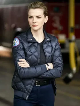 Kara Killmer Chicago Fire Black Jacket Front View