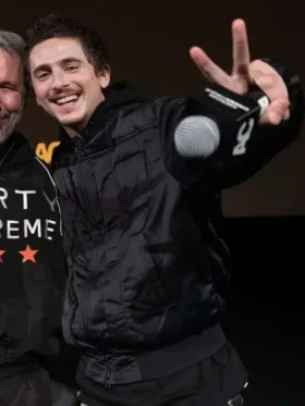 Chalamet Marty Supreme 2026 Black Jacket Front View