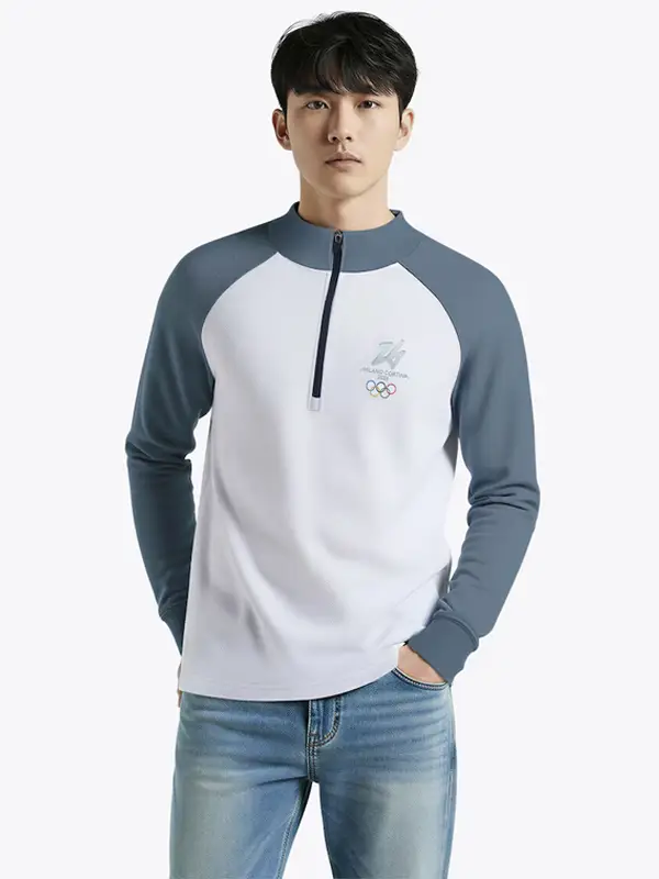 Milano Cortina 2026 Olympics Half Zip Top Front View Milano Cortina 2026 Olympic Half Zip Top Front View