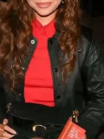 NYC 2026 Storm Reid Black Leather Jacket Close-Up