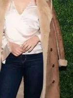 NYFW 2026 Bailee Madison Shearling Leather Coat Closure View