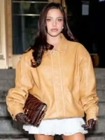 NYFW Emilia Mernes Brown Leather Jacket Front View