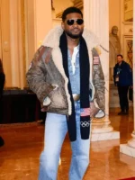 Olympics 2026 Usher Shearling Leather Jacket Full Length Profile