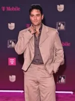 Red Carpet Maluma Cropped Beige Blazer Front View