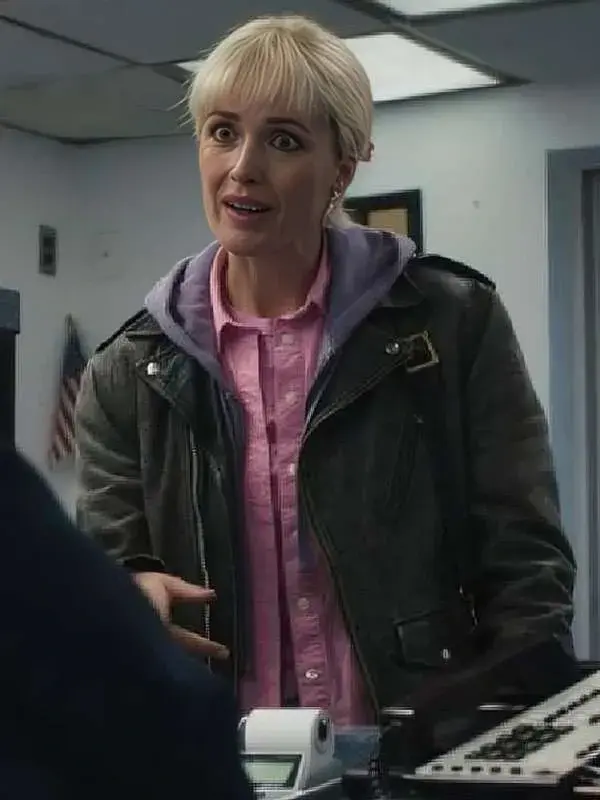 Rose Byrne Tow Leather Jacket Front View Rose Byrne Tow Leather Jacket Front View