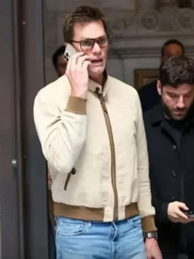 Super Bowl 2026 Beige Bomber Jacket Look View