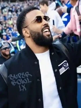 Super Bowl LX Julian Love Varsity Jacket Closure View