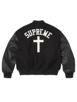 Supreme Cross Varsity Jacket Black Back View