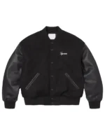 Supreme Cross Varsity Jacket Black Front View