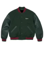 Supreme Cross Varsity Jacket Green Front View