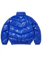 Supreme Schott Shiny Puffer Jacket Blue Back View